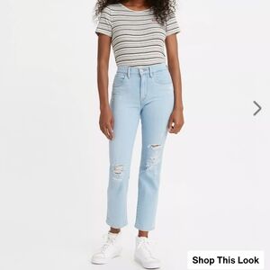 Levi’s 724 High-Rise Straight Crop Jeans Light Wash Distressed Size 27